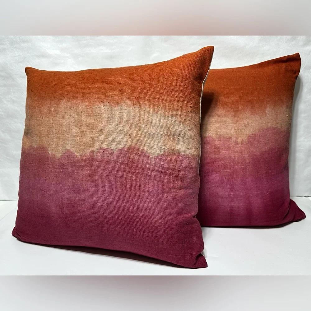 Orange and Pink Ombre Throw Pillows